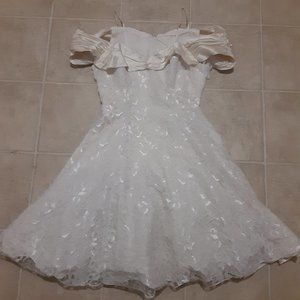 White 1980s lace dress